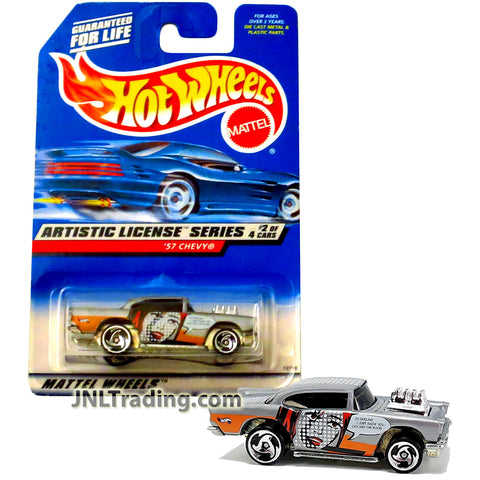 Year 1997 Hot Wheels Artistic License Series 1:64 Scale Die Cast Car Set #2 - Silver Classic Coupe '57 CHEVY with Revealed Engine
