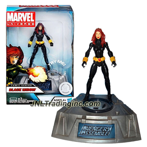 Marvel Year 2011 Universe Comic Series Exclusive 4 Inch Tall Action Figure - BLACK WIDOW with Light-Up Base