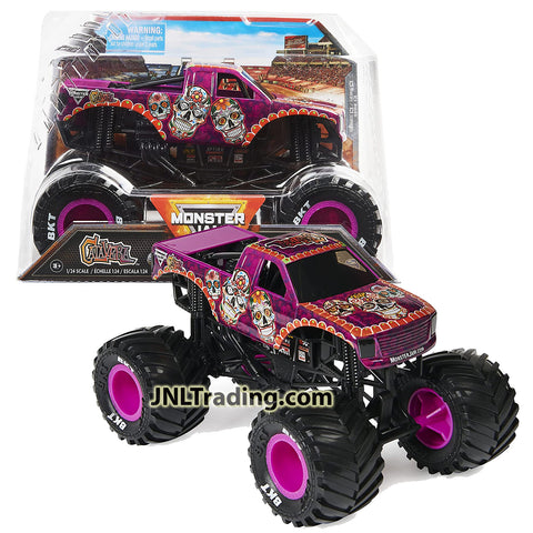 Year 2022 Monster Jam 1:24 Scale Die Cast Metal Official Truck Series : Purple CALAVERA with Monster Tires and Working Suspension