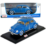 Maisto Special Edition Series 1:18 Scale Die Cast Car - Blue 1955 VOLKSWAGEN KAFER-BEETLE w/ Display Base (Dimension: 9" x 3-1/2" x 3")