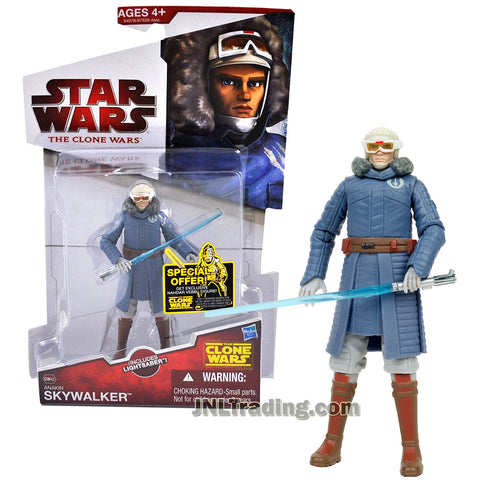 Star Wars Year 2010 The Clone Wars Series 4 Inch Tall Figure Set - CW42 ANAKIN SKYWALKER with Cold Weather Gear and Blue Lightsaber
