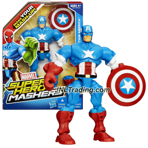 Hasbro Year 2013 Marvel Super Hero Mashers Series 6 Inch Tall Action Figure - CAPTAIN AMERICA with Detachable Hands and Legs Plus Shield