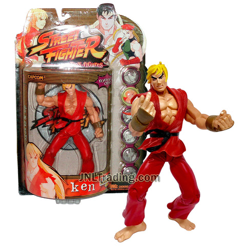 Year 1999 Capcom Street Fighter Series 7 Inch Tall Figure - KEN (Player 1) in Red Costume with Display Base