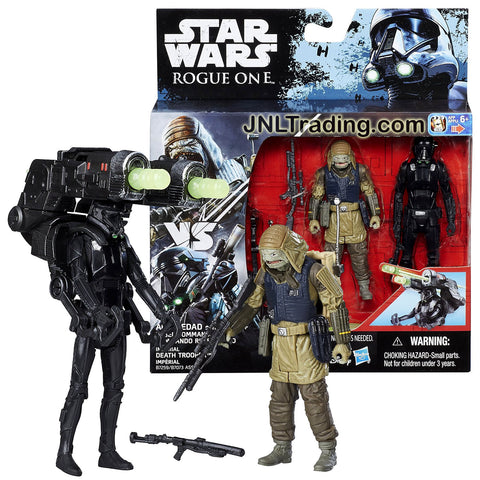 Hasbro Year 2016 Star Wars Rogue One 2 Pack 4 Inch Tall Figure Set - REBEL COMMANDER PAO and IMPERIAL DEATH TROOPER with Missile Launcher, Backpack and Rifles