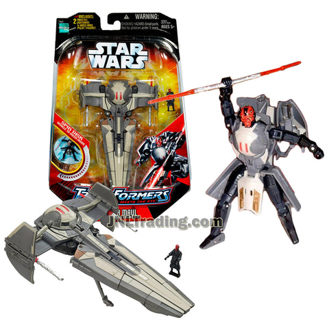 Star Wars Year 2006 Transformers Series 7 Inch Tall Action Figure - DARTH MAUL SITH INFILTRATOR with 2 Red Lightsabers and Darth Maul Pilot Minifigure