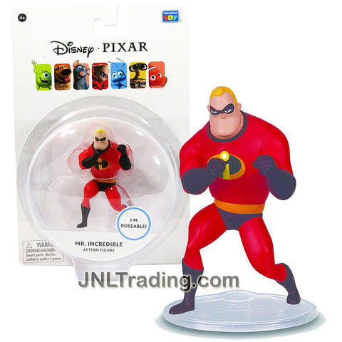 Thinkway Toys Disney Pixar The Incredibles Movie Series 2-1/2 Inch Tall Poseable Action Figure - MR. INCREDIBLE with Display Base