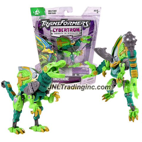 Year 2005 Transformers Cybertron Series Jungle Planet Scout Class 4-1/2 Inch Tall Figure - UNDERMINE with Snap Out Ramming Blade and Battle Mace Tail (Beast Mode: Velociraptor)