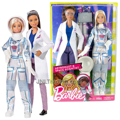 Year 2017 Barbie Career You Can Be Anything Series 2 Pack 12 Inch Doll - African American SPACE SCIENTIST with Goggles and Laptop Plus Caucasian ASTRONAUT with Removable Helmet