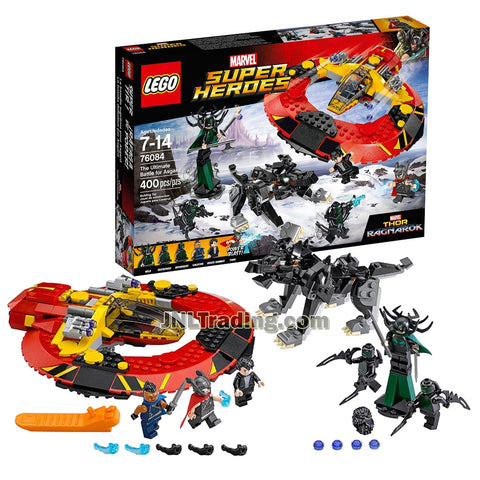 Lego Year 2017 Marvel Super Heroes Thor Ragnarok Series Set 76084 - THE ULTIMATE BATTLE FOR ASGARD with Commodore Spaceship, Fenris Wolf, Valkyrie, Bruce Banner, Thor, Hela & 2 Bersekers (400 Pcs)