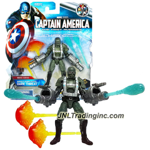 Hasbro Year 2011 Marvel Studios Captain America The First Avenger Series 4-1/2 Inch Tall Action Figure Deluxe Mission Pack - Movie Series Marvel's Hydra Soldier DARK THREAT with Detachable Armor, Dual Flamethrowers and Missile Launchers Plus 4 Missiles