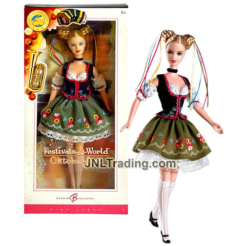 Year 2005 Barbie Pink Label Festivals of the World 12 Inch Doll - OKTOBERFEST Model in German Traditional Costume with Doll Stand and Collector Card