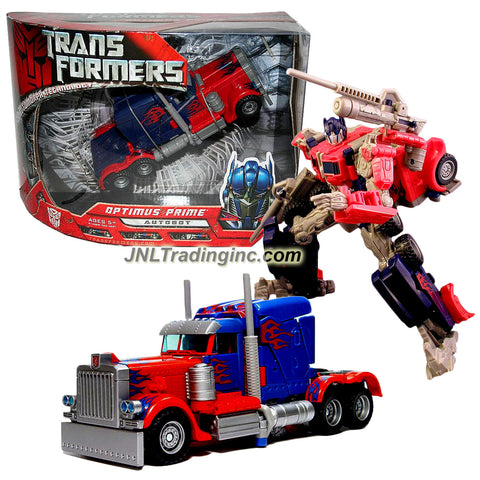 Hasbro Year 2007 Transformers Movie Automorph Technology Series 7 Inch Tall Voyager Class Robot Action Figure - Autobot OPTIMUS PRIME with Smokestacks that Convert to Cannons and 2 Missiles (Vehicle Mode: Rig Truck)