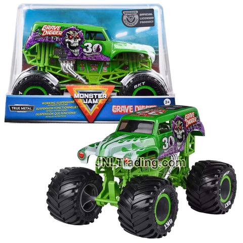 Year 2020 Monster Jam 1:24 Scale Die Cast Metal Official Truck Series - GRAVE DIGGER 30th Anniversary with Monster Tires and Working Suspension