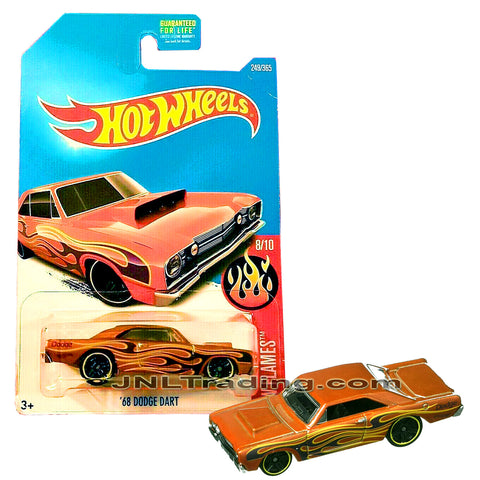 Year 2015 Hot Wheels HW Flames Series 1:64 Scale Die Cast Car Set - Copper Color Hemi Muscle Car '68 DODGE DART