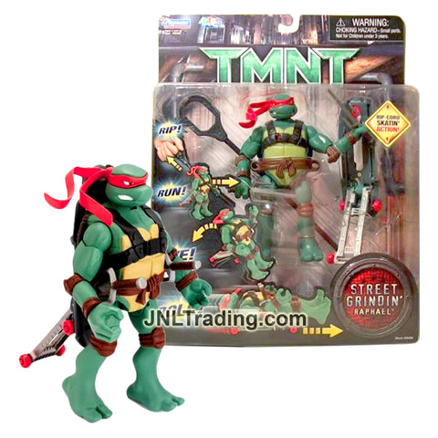 Year 2006 Teenage Mutant Ninja Turtles TMNT Movie Street Grindin' Series 6 Inch Tall Figure - RAPHAEL with Sais, Skateboard and Ripcord