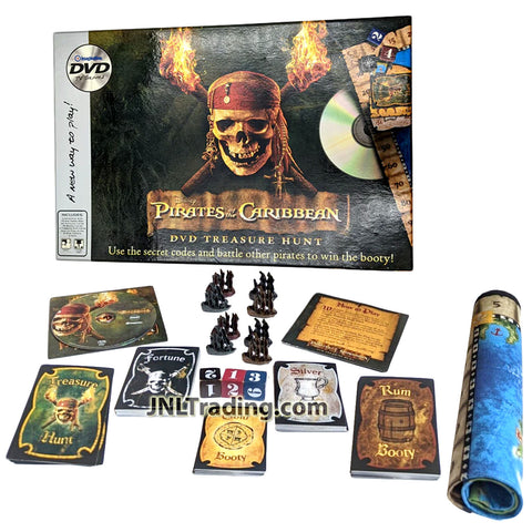 Year 2006 Pirates of the Caribbean DVD Treasure Hunt TV Interactive Board Game with Map, Cards, Ship Tokens, 3 Dice and Guide