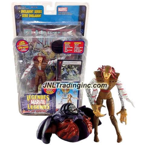 ToyBiz Year 2006 Marvel Legends Onslaught Series 6 Inch Tall Super Poseable Action Figure - LADY DEATHSTRIKE with 31 Points of Articulation, 32 Page Comic Book and Marvel Vs. System Trading Card Plus Onslaught's Upper Torso and Head