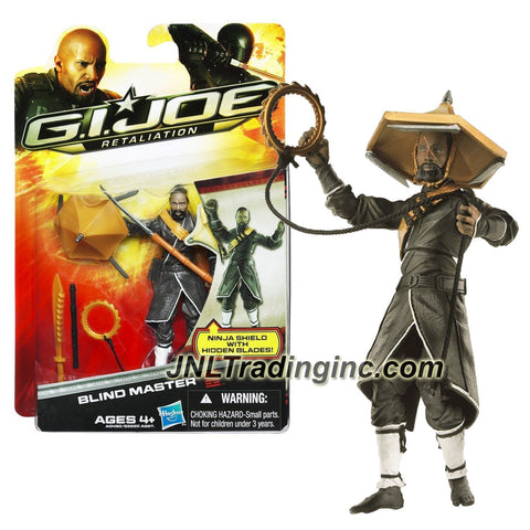 Hasbro Year 2012 G.I. JOE Movie Series "Retaliation" 4 Inch Tall Action Figure - BLIND MASTER with Flute, Broadsword, Cane Stick with Hidden Blade, Flying Saw, Hat with Hidden Blade and Display Base