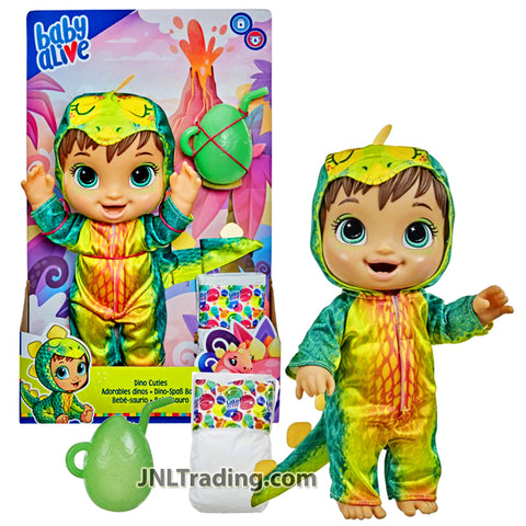 Year 2020 Baby Alive 12 Inch Tall Doll - Hispanic DINO CUTIES Stegosaurus with Diaper and Dino Egg Shaped Bottle