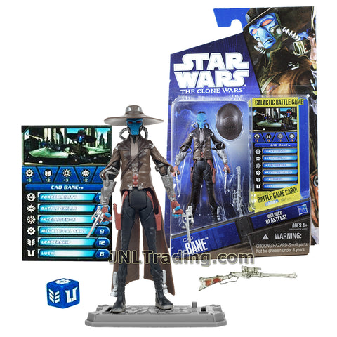 Star Wars Year 2010 Galactic Battle Game The Clone Wars Series 4 Inch Tall Figure : CAD BANE CW13 with Hat, Pistols, Rifle, Battle Game Card, Die and Display Base