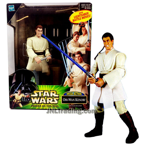 Star Wars Year 2000 Power of the Jedi Mega Action Series 6 Inch Tall Figure : OBI-WAN KENOBI with Lightsaber Attack Moves