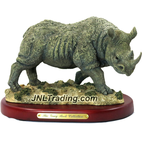 Amy and Addy The Gray Rock Collection Series Wildlife Animal Resin Decorative Statue - AFRICAN WHITE RHINO Sculpture with Base