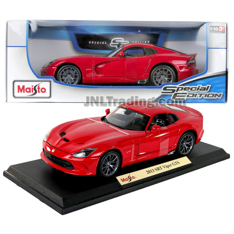 Maisto Special Edition Series 1:18 Scale Die Cast Car - Red Sports Car 2013 SRT VIPER GTS w/ Display Base (Dimension: 9" x 4-1/2" x 2-1/2")