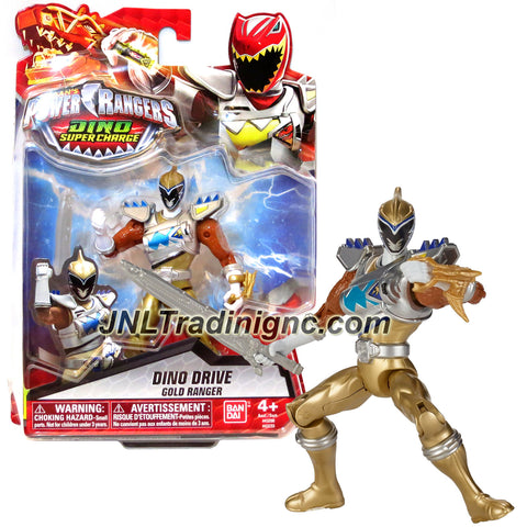 Bandai Year 2015 Saban's Power Rangers Dino Super Charge Series 5 Inch Tall Action Figure - Dino Drive GOLD RANGER with Gauntlet Blaster and Sword