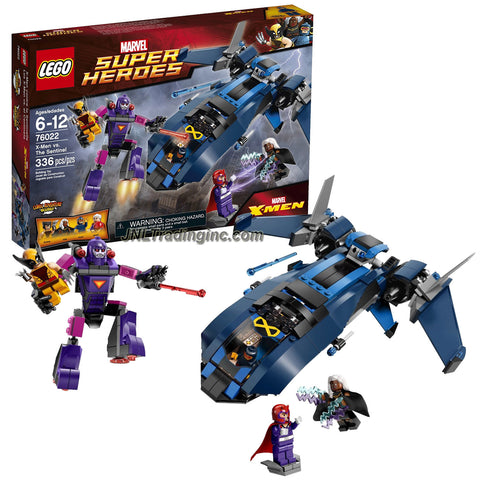 Lego Year 2014 Marvel Super Heroes Battle Scene Set #76022 : X-MEN vs THE SENTINEL with Blackbird Jet Plus Wolverine, Cyclops, Storm and Magneto Figure (Piece: 336)