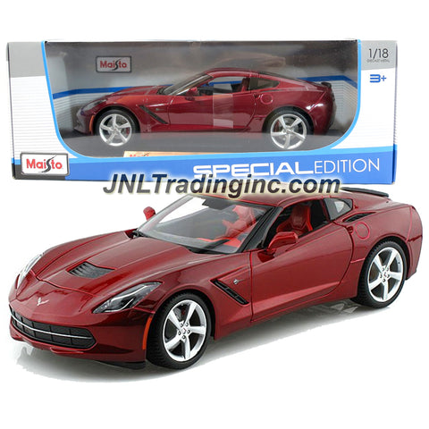 Maisto Special Edition Series 1:18 Scale Die Cast Car - Maroon Sports Coupe 2014 CORVETTE STINGRAY with Display Base (Dimension:9-1/2" x 3-1/2" x 3")