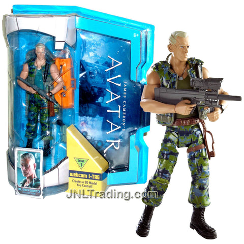Year 2009 James Cameron's AVATAR Highly Articulated Detailed Movie Replica 6 Inch Tall Figure - COL. MILES QUATRITCH with Sniper Rifle, Rifle, Pistol and Level 1 Webcam i-Tag