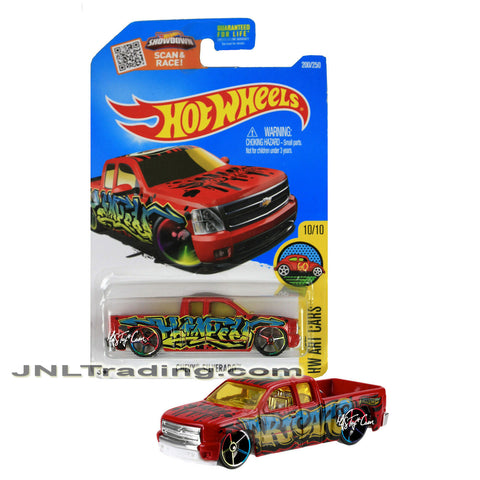 Year 2015 Hot Wheels HW Art Cars Series 1:64 Scale Die Cast Car Set 10/10 - Red Pick Up Truck CHEVY SILVERADO