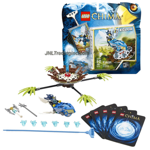Lego Year 2013 Legends of Chima Series Game Set #70105 - NEST DIVE with Eagle Speedor, Nest with 4 Leaf Ramps, Rip cord, Power-Up, 6 CHI and 5 Game Cards Plus EGLOR Minifigure (Total Pieces: 97)