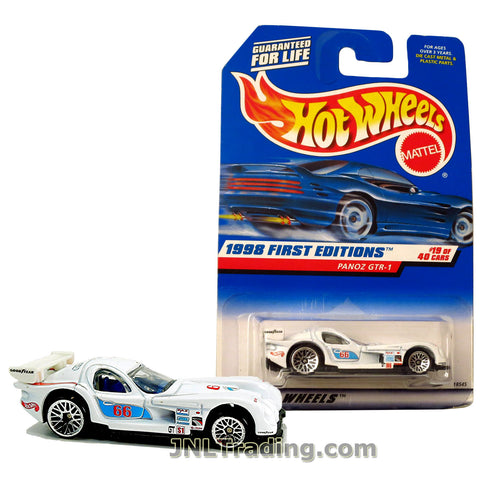Hot Wheels Year 1998 First Editions Series 1:64 Scale Die Cast Car Set #19 - White Color Race Car PANOZ GTR-1 18545