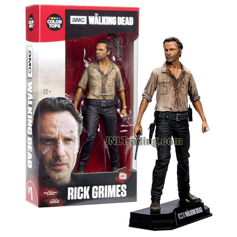 Year 2016 AMC TV Series Walking Dead 7 Inch Tall Figure - RICK GRIMES with Revolver Pistol and Display Base