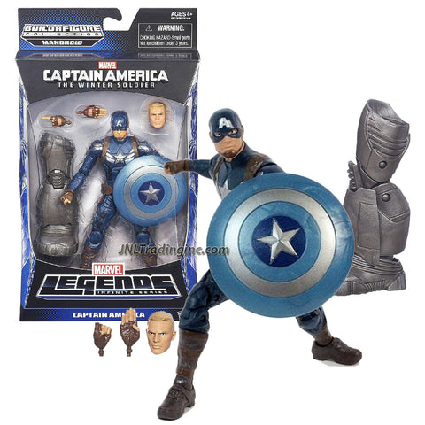 Hasbro Year 2013 Marvel Legends Infinite Series Build a Figure Mandroid 7 Inch Tall Action Figure - CAPTAIN AMERICA with Alternative Head and Pair of Hands, Shield and Mandroid's Left Leg