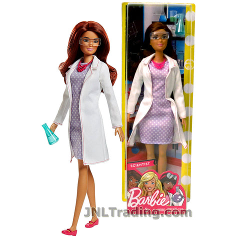 Barbie Year 2017 Career Series 12 Inch Doll - Hispanic SCIENTIST FJB09 in Lab Coat with Necklace, Goggles and Conical Flask