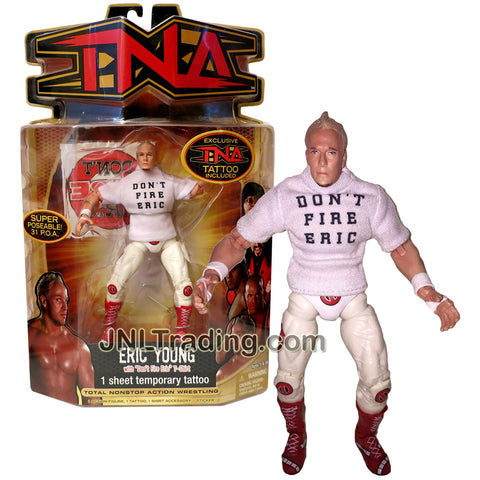 Marvel Toys Year 2007 Total Nonstop Action Wrestling TNA Series 7 Inch Tall Figure - ERIC YOUNG with "Don't Fire Eric" T-Shirt and Temporary Tattoo