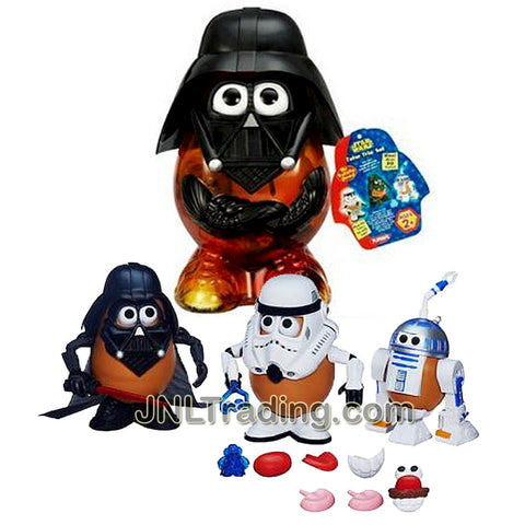 Year 2013 Mr. Potato Head Star Wars Series Set - DARTH TATER 3-CHARACTER SET with Darth Tater, Spud Trooper, Artoo-Potatoo Set Plus Potato Container with Helmet and Faceplate (Total Pcs: 30+)