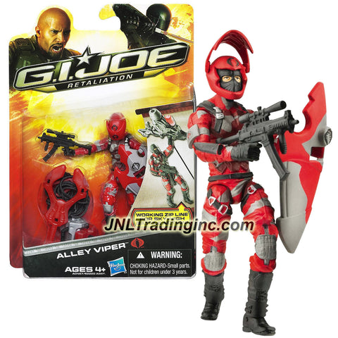 Hasbro Year 2012 G.I. JOE Movie Series "Retaliation" 4 Inch Tall Action Figure - ALLEY VIPER with Working Zip Line, Removable Helmet, Shield and Assault Rifle