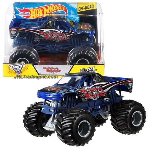 Hot Wheels Year 2014 Monster Jam 1:24 Scale Die Cast Metal Body Official Monster Truck Series #CCB04 - Jim Burns MECHANICAL MISCHIEF with Monster Tires, Working Suspension and 4 Wheel Steering (Dimension : 7" L x 5-1/2" W x 4-1/2" H)