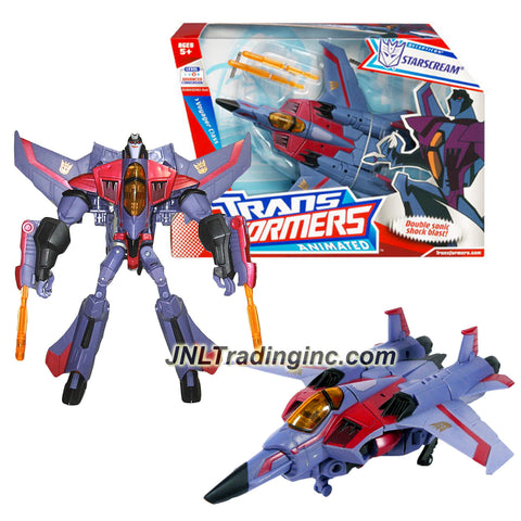 Hasbro Year 2008 Transformers Animated Series Voyager Class 7 Inch Tall Robot Action Figure - STARSCREAM with Hidden Arm Lasers and Flip Down Sonic Shock Blasters (Vehicle Mode: Fighter Jet)