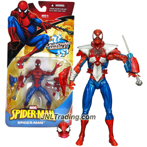 Hasbro Year 2010 Marvel SpiderMan Series 6 Inch Tall Action Figure : SPIDER-MAN with Battle Armor and Web Launcher with 1 Web Missile