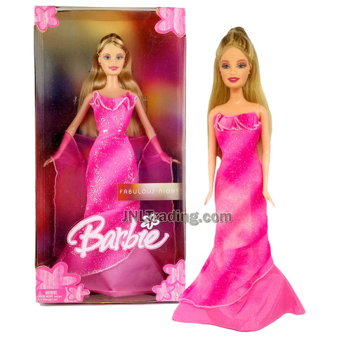 Year 2005 Fabulous Night Series 12 Inch Doll - Caucasian Model BARBIE in Pink Evening Gown with Shawl