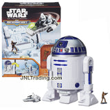 Hasbro Year 2015 Star Wars Micromachines The Force Awakens Series R2-D2 Playset with Chewbacca and First Order Snowspeeder with 2 Snowtrooper Microfigures