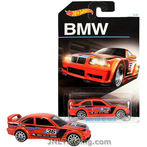 Hot Wheels Year 2015 BMW Series 1:64 Scale Die Cast Car Set 3/8 - Red Color Performance Coupe BMW E36 M3 RACE