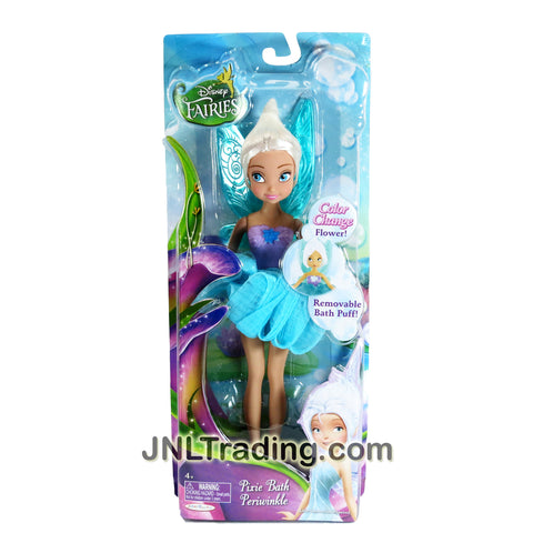 Jakks Pacific Year 2014 Disney Fairies 10 Inch Doll Set - PIXIE BATH PERIWINKLE with Flower that Change Color and Removable Blue Bath Puff
