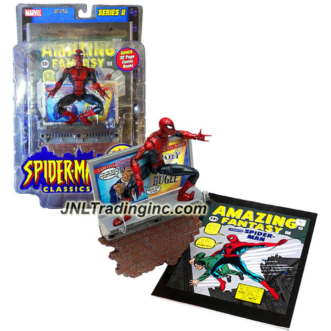 Toy Biz Year 2001 SpiderMan Classic Series II 6 Inch Tall Action Figure : SPIDER-MAN with 30 Points of Articulation and Collector Wall Mountable Display Stand Plus Bonus 32 Page Comic Book