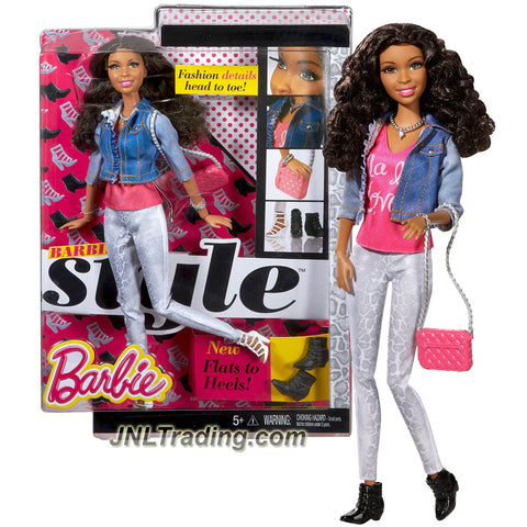 Mattel Year 2014 Barbie Style Series 12 Inch Doll - NIKKI CFM55 in Pink Top, Grey Pants & Blue Jacket wiith Extra Shoes, Necklace, Earrings and Purse