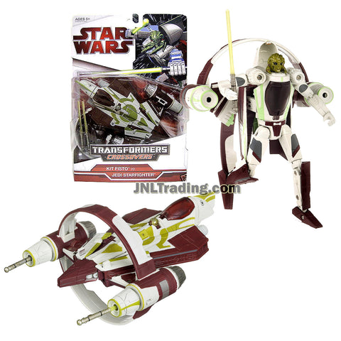 Star Wars Year 2009 Transformers Crossovers Series 7 Inch Tall Action Figure - KIT FISTO to JEDI STARFIGHTER with 2 Missile Lightsabers